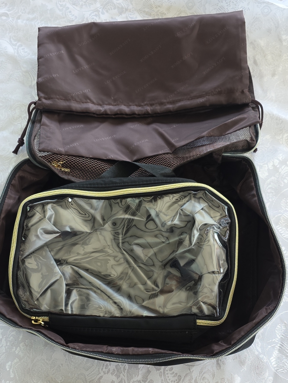 Brown Men’s Travel Toiletry Bag with Clear Pouch